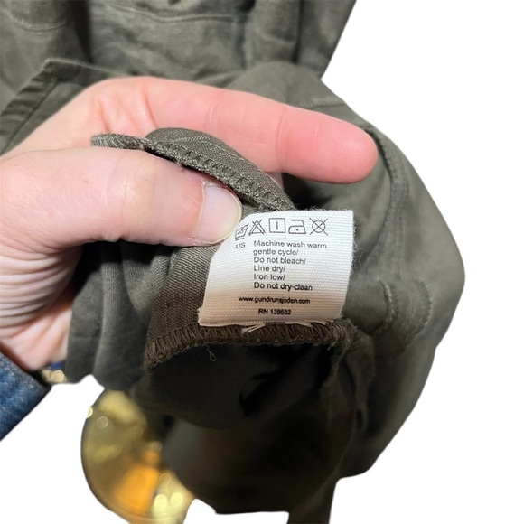 GUDRUN SJODEN ~ Olive Green Linen Tank Dress with Asymmetric Hem - Picture 7 of 11